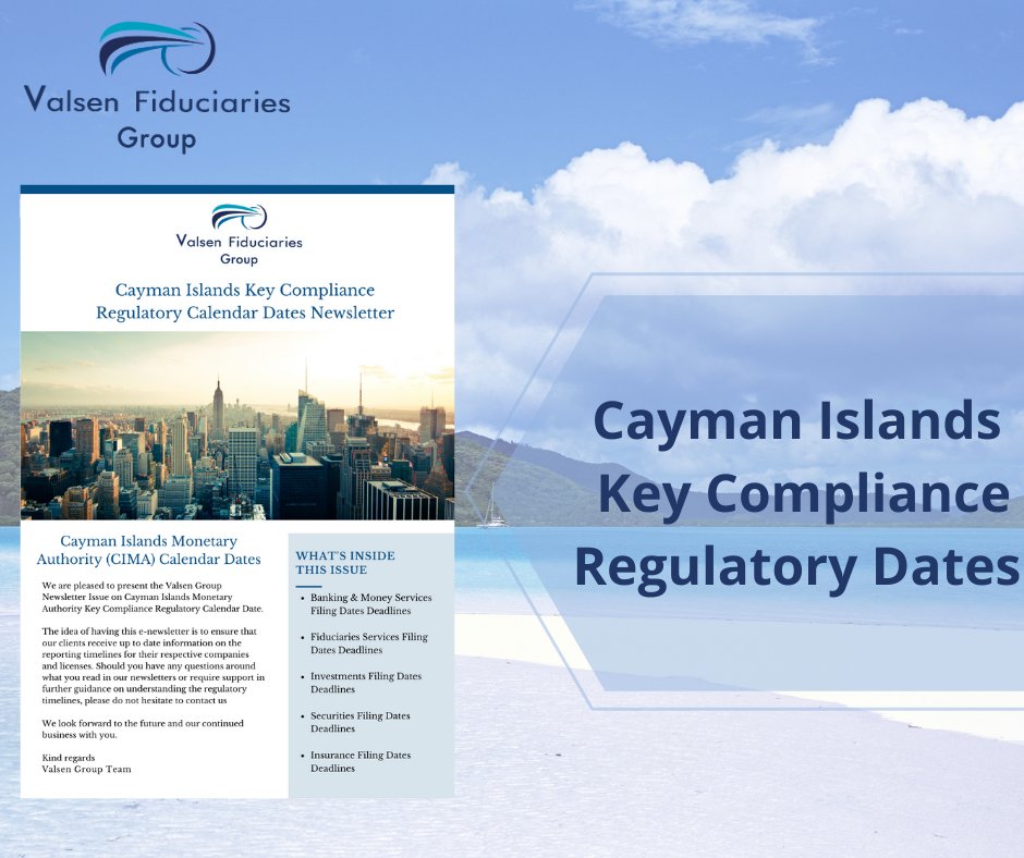 ValsenF's tweet photo. This guide outlines reporting timelines for various companies and licenses in Cayman Islands. To learn more, access the document here https://t.co/TIrp1dNe0h
#valsengroup #finances #financialservices #financialadvisors #wealthmanagement https://t.co/X0N0yow9bJ
