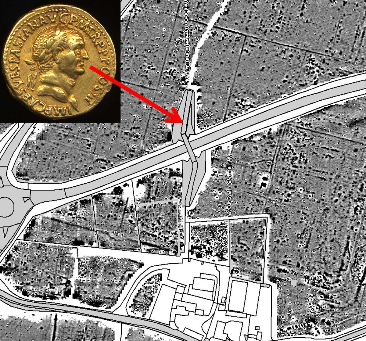 The geofiz survey of Lake Farm legionary fortress suggests the praetorium / commanders house lies under the modern road and bridge embankmentEvidence for  #Vespasian, Legate of the II Augusta (and first named resident of  #Dorset), must therefore wait... #RomanFortThursday