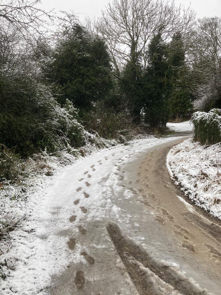 The footsteps of the team out vaccinating...
Cars had to be abandoned lower down the hill so they’re keeping on going on foot to reach our patients with vaccines. #determination #CovidVaccine #teamgp <a href="/BBCYork/">BBC York</a> <a href="/NikkiKF/">Dr Nikita Kanani (she/her)</a> <a href="/ValeofYorkCCG/">NHS Vale of York CCG</a>