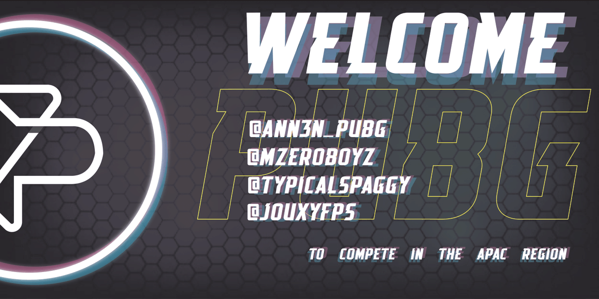 Project7GG's tweet photo. Please welcome the boys as we set out to take on the APAC region! HYPE UP!! 

A warm welcome to: 
@Ann3N_PUBG 
@JouxyFPS 
@MzeroBoyz 
@TypicalSpaggy https://t.co/whdD8ol6YB