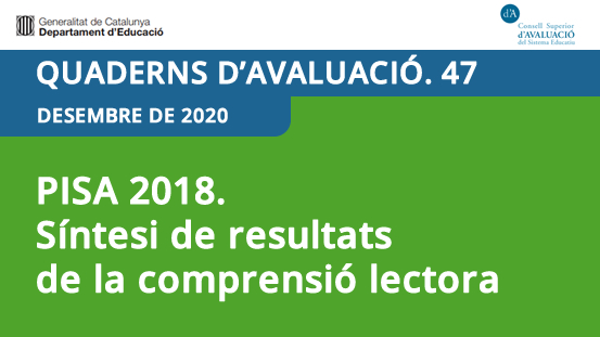 xtec's tweet image. Ja teniu disponible el #QuadernDAvaluació de desembre presentant la «Síntesi de resultats de la #ComprensióLectora» amb els resultats de #PISA2018. Entreu a consultar-lo!

🔗 ow.ly/fgTl50CSYs3

#alscentres #csda