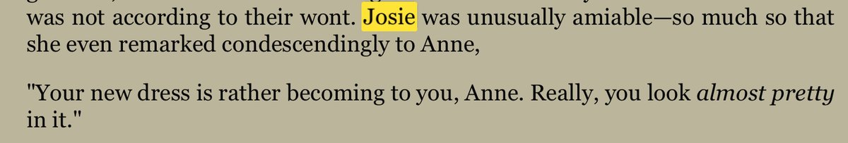 On the eve of Anne’s departure to Kingsport Josie again shows some Pyeish kindness to her  #renewannewithane