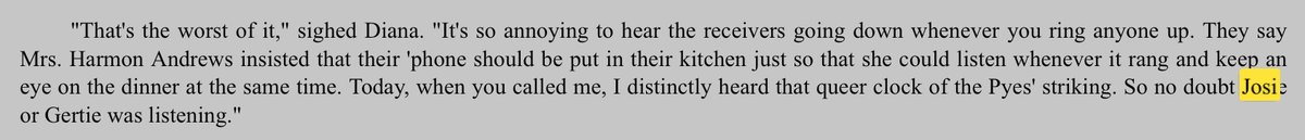 In Anne’s House of Dreams we learn how Josie and Gertie knew all the gossip... :)Summing up: Mean but could be reluctantly nice. WDYT?p.s. Last mention of Josie was indirect in Rilla, Anne complained of rheumatism in her leg she broke falling down the roof #renewannewithane
