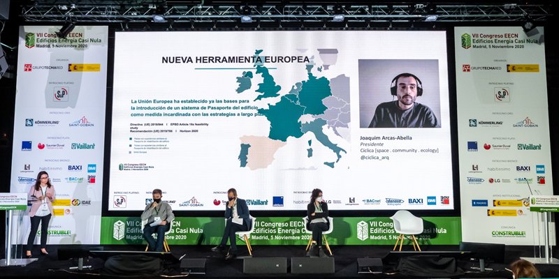 CongresoEECN's tweet photo. Vídeo ponencia "#PAS_E #PasaporteDelEdificio Instrumento para #Rehabilitación profunda por pasos" presentada por Joaquim Arcas-Abella @ciclica_arq en VII Congreso #EdificiosEnergíaCasiNula #CongresoEECN7 5/11 @LaNaveMadrid Organiza @grupotecmared @mitmagob https://t.co/hAyfk3rgFl https://t.co/FjnvO5gixO