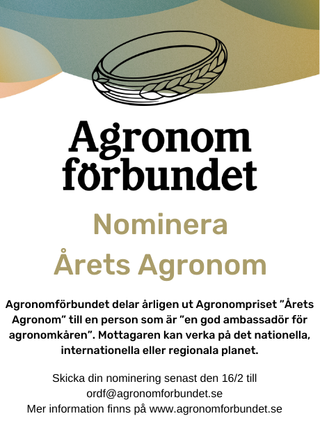 Nu är det dags att utse den som får den stora äran att bli Årets Agronom 2021! Här kan du läsa om tidigare års agronomer. agronomforbundet.se/.../tidigare-a…

#agronom #agronomförbundet