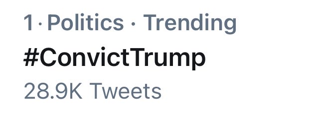 BOOM! #ConvictTrump is now the number one trend in the United States! Let’s keep up the pressure and make it happen!