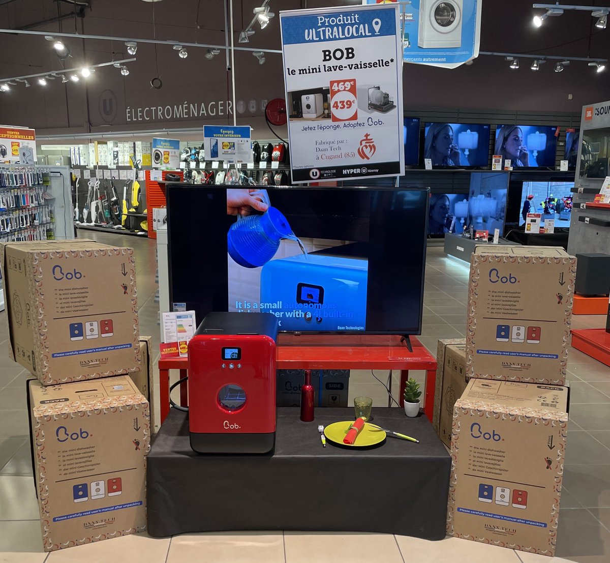 Bob le mini lave-vaisselle par <a href="/daan_tech/">Daan Tech</a> visible dès aujourd'hui dans un store pilote à l'espace technologies de l'Hyper U d'Aizenay (85).