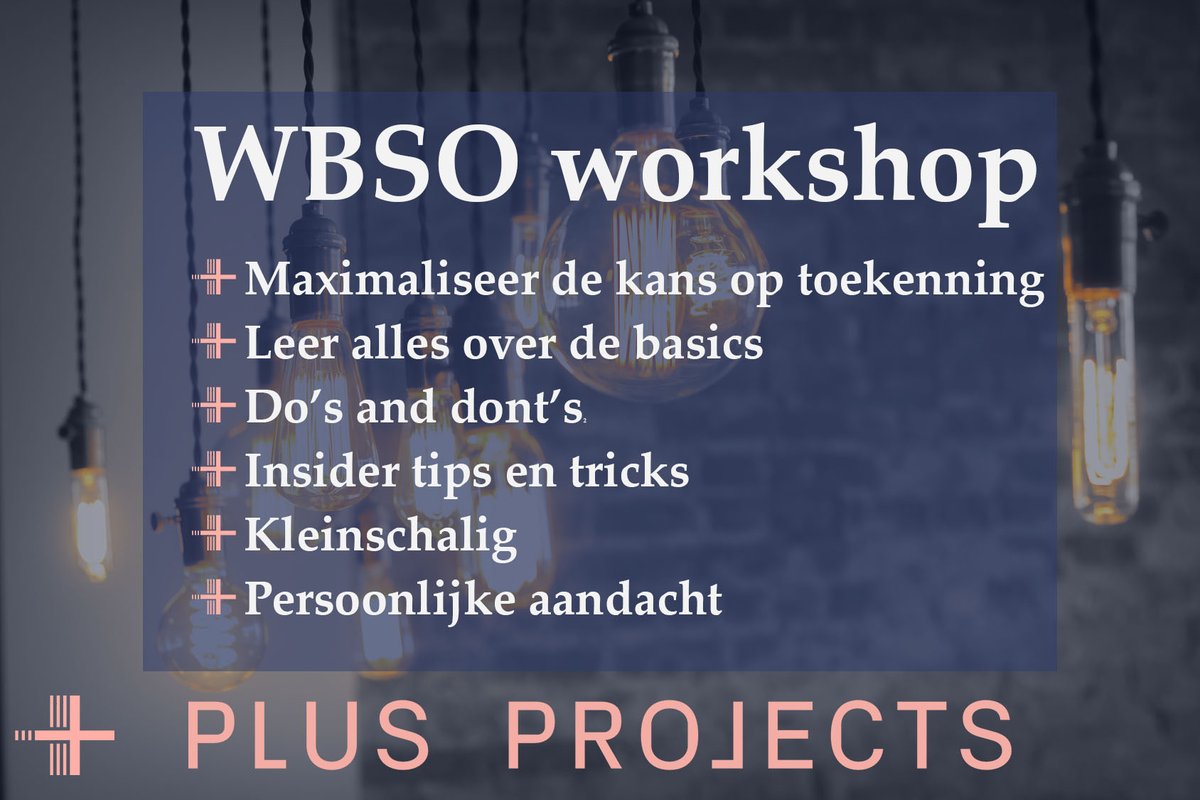 plusprojects's tweet image. Zelf een #subsidieaanvraag schrijven? 📝Leer tips en tricks over het schrijven van een# WBSO aanvraag tijdens onze #workshop. Maximaliseer de kans op toekenning! 
Kosten zijn €50 (excl. btw). Doe mee en schrijf je vandaag nog in: (link)