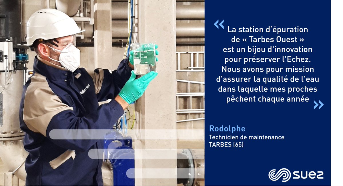 Nos collaborateurs @suezFR ont à cœur de préserver leur cadre de vie à <a href="/MairieTarbes/">Mairie de Tarbes</a> <a href="/AggloTLP/">Communauté d'agglomération Tarbes-Lourdes-Pyrénées</a> . Grâce à la station d'épuration, ils œuvrent chaque jour pour que l'#eau de rejet soit d'une qualité toujours supérieure aux normes en vigueur. #LeadTheChange #Passion4Environment