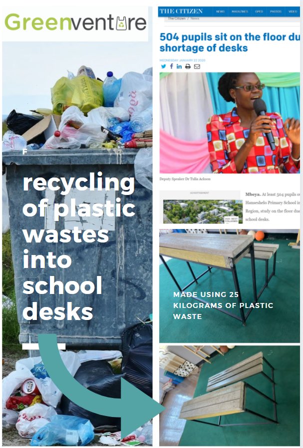 We are creating school desks from recycled plastic wastes #greenventuretanzania