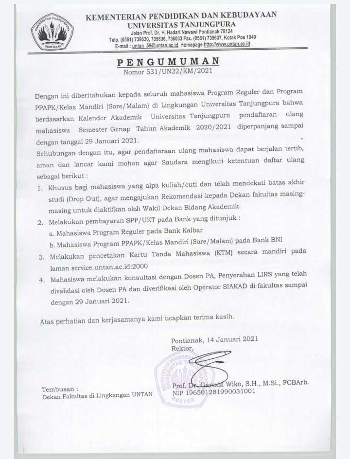 Haaaai mikom! Bingung tentang pembayaran UKT (Uang Kuliah Tunggal) yang katanya batas akhir pembayaran hanya sampai tanggal 15 Januari 2021? Sekarang kalian gaperlu bingung lagi karena pembayaran akan diperpanjang hingga 29 Januari 2021✨