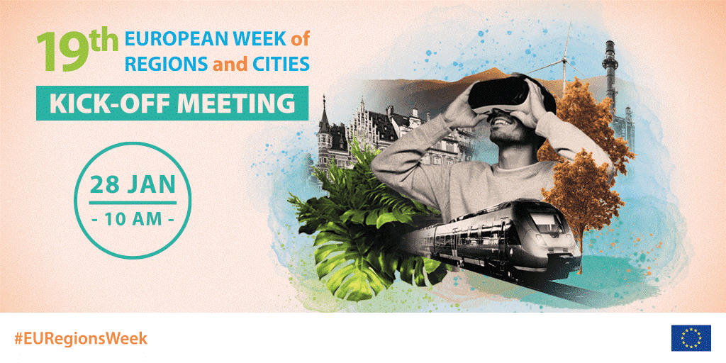 Do you aspire to become a partner of #EURegionsWeek 2021? Make sure you're there from the start 🏁 &amp; join the first virtual Kick-off Meeting of this year's edition.
📅 28 January | 10:00 CET
⏰ Sign up by 21 January: europa.eu/!Nt47dT