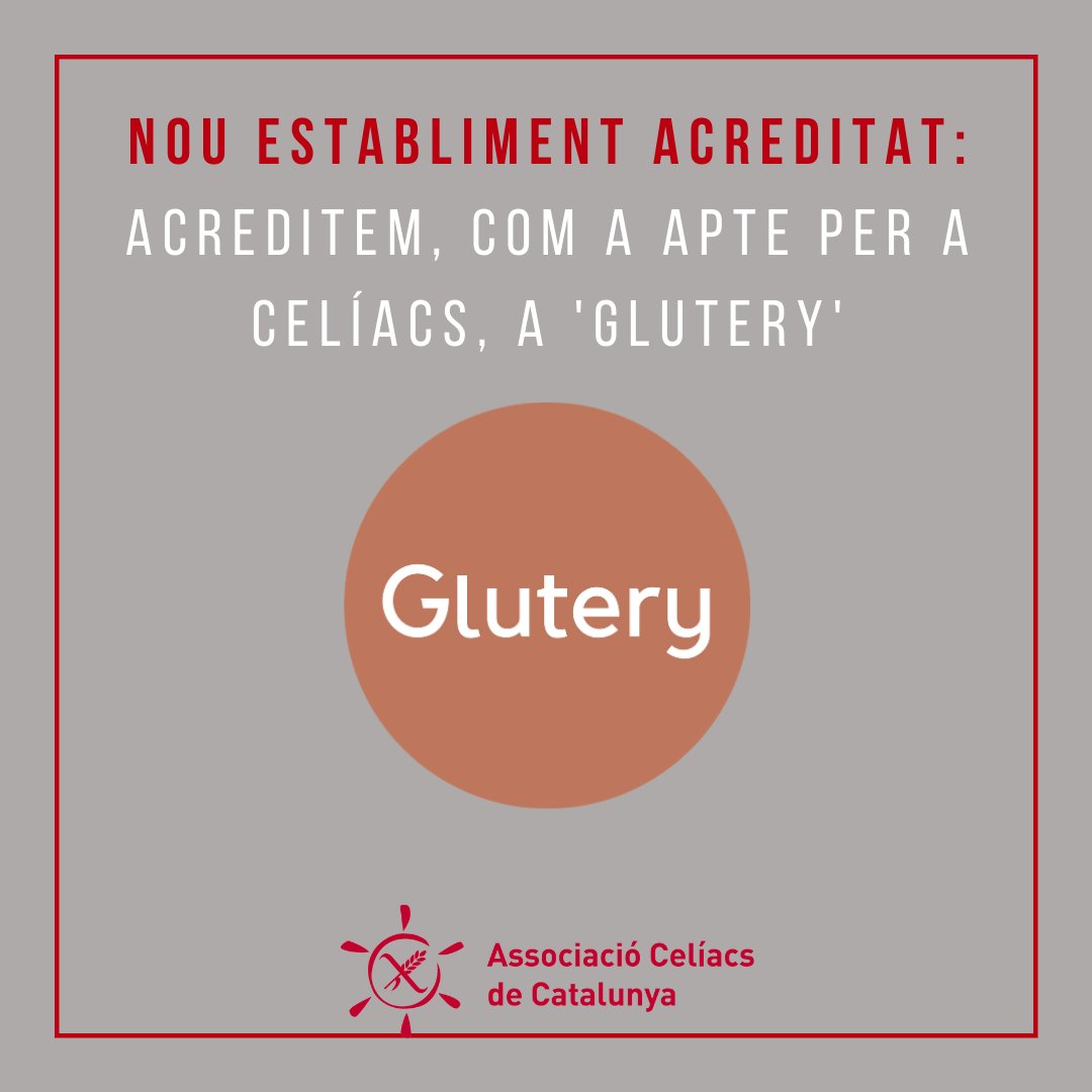 ✅ Acreditem com a apte per a celíacs a 'Glutery'!

ℹ  Glutery és un obrador amb productes 100% #sensegluten. El producte estrella són les crestes a l'estil argentí.  Si vols fer la teva comanda, pots fer-ho a través del seu Instagram <a href="/glutery/">halo</a>.

🚩 Obrador amb botiga online.
