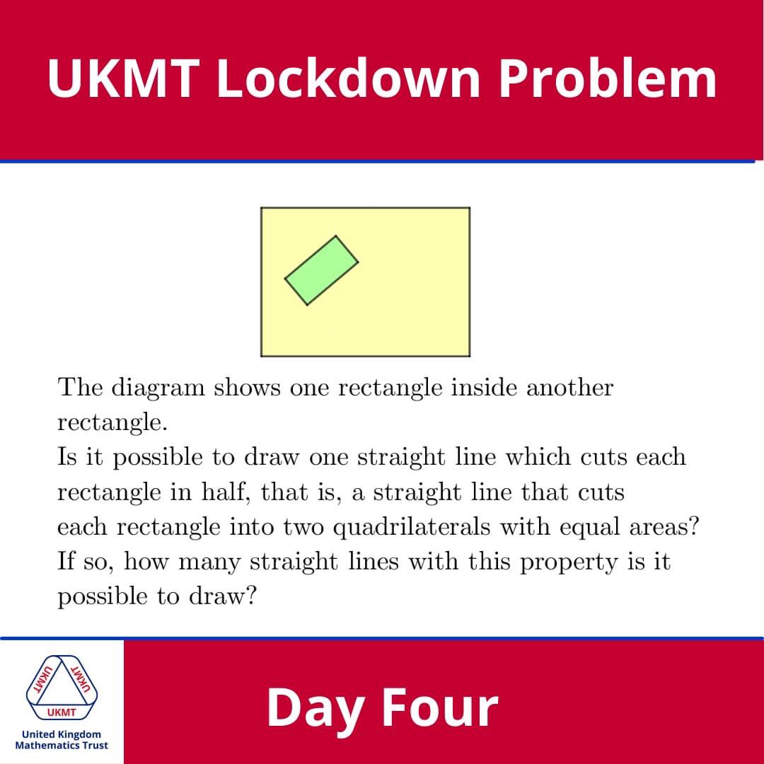 UKMathsTrust's tweet photo. UKMT Lockdown Problems: Day Four.

#UKMT #UKMathsTrust #MathsProblem https://t.co/sj8MlWZCp9