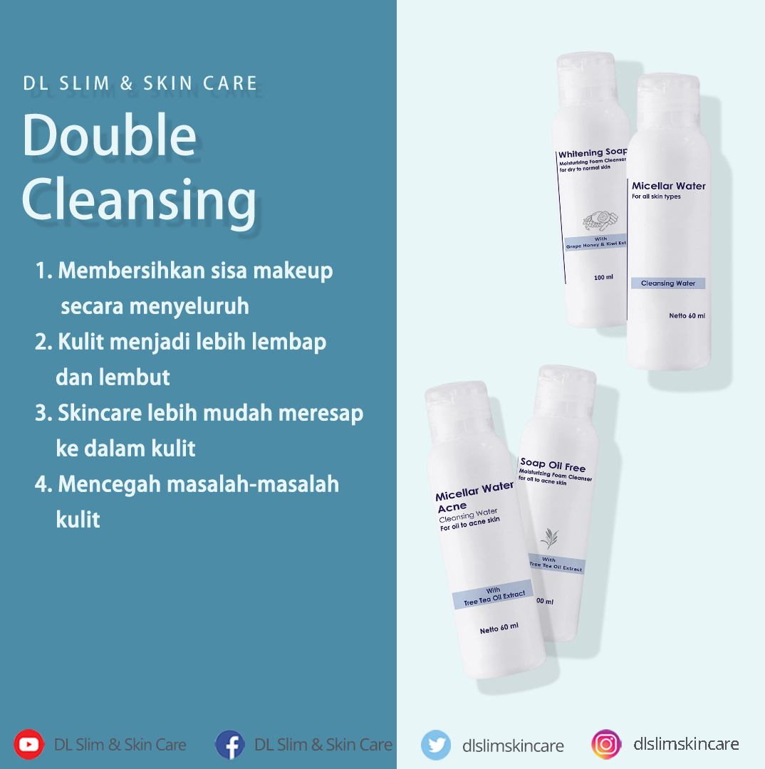 dlslimskincare's tweet photo. Double Cleansing mampu mengangkat makeup dan kotoran yang berpotensi menyumbat pori-pori secara maksimal. 
.
Nah, agar memberikan hasil yang maksimal, kalian juga sebaiknya memilih jenis produk yang sesuai dengan jenis kulit kalian. https://t.co/HjrIv0SlLe