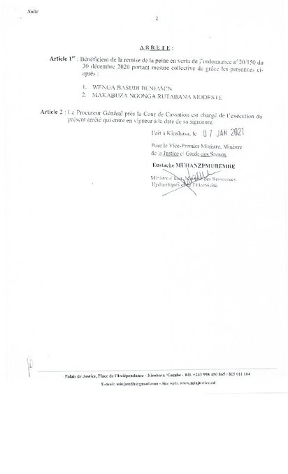 rachmalundama's tweet photo. WENGA & MAKABUZA, DGx de #OVD et #SOCOC condamnés pour #DETOURNEMENT, ont bien été graciés par le @Presidence_RDC @fatshi13 en violation grave des lois qui excluent les coupables d ce genre de délit. #CORRUPTION? #FreeLUCHA @JeanClaudekat2 @KapiambaGeorges @hrw @Luchardcongo https://t.co/Pe1bGUHGy1
