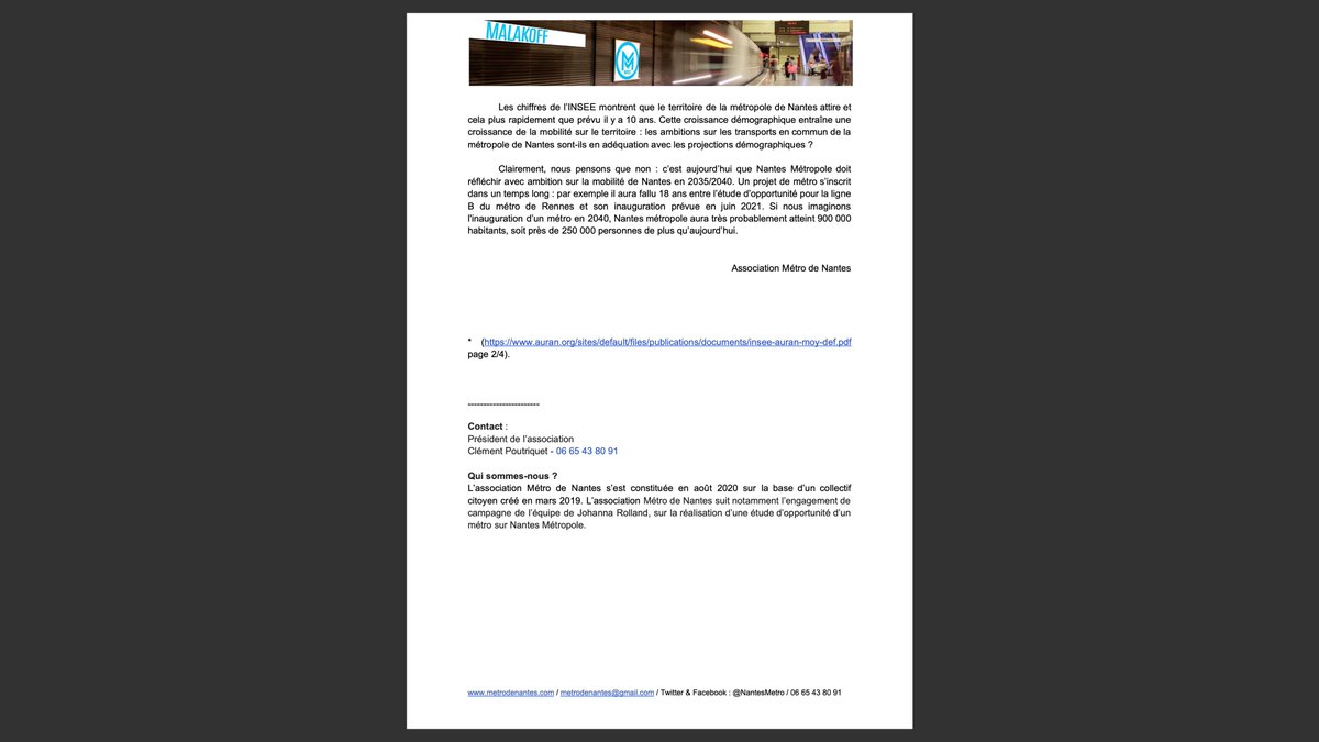 NantesMetro's tweet photo. Communiqué de presse : Mobilités et accroissement démographique de la métropole nantaise

"En se projetant sur une croissance constante de 7,72% tous les 5 ans, la métropole de #Nantes comptera 950 000 habitants dans 22 ans".

A retrouver sur notre site 🖥️ https://t.co/CKMIpvxFhG https://t.co/bNOA3fKJAP