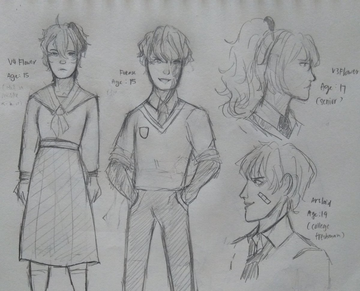 kellioparts's tweet photo. Some sketches from my IG because I never post here also the Instagram algorithm is cruel
These are Vocaloids from their school days. 
#artistsontwitter #art #fanart #v4flower #v3flower #talkflower #fukase #arsloid #cul #VOCALOID https://t.co/HF2W2qKp4u