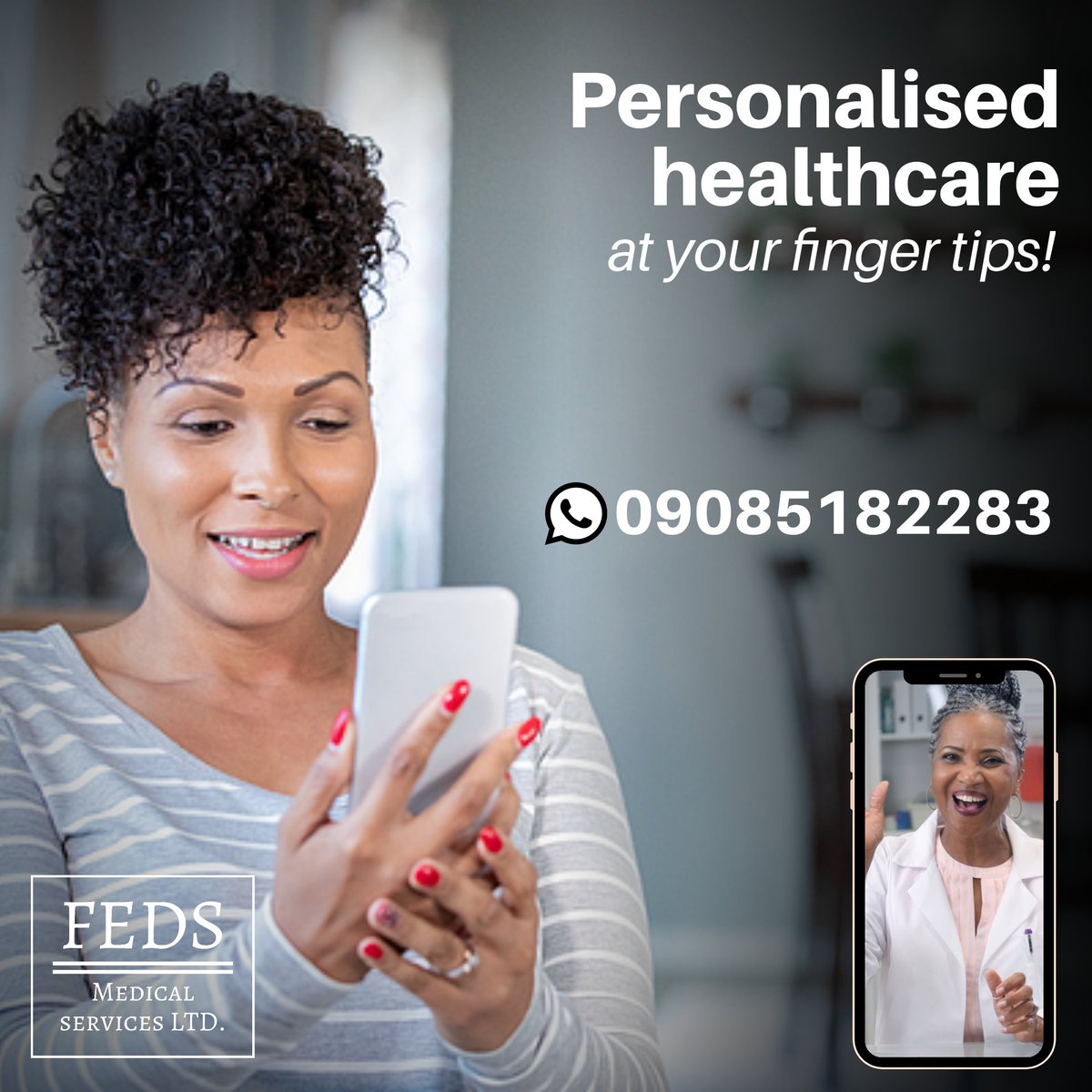 FedsMedical's tweet photo. GET PERSONALISED MEDICAL CARE RIGHT THERE!

You are just one click away from getting the medical care you need. 

Start now! 09085182283

WhatsApp Call  Chat  Video

#fedsmedical #telehealth #doctorsnearme #doctorsinabuja #virtualdoctor #virtualmedicalconsultation https://t.co/sEVXe6clQQ