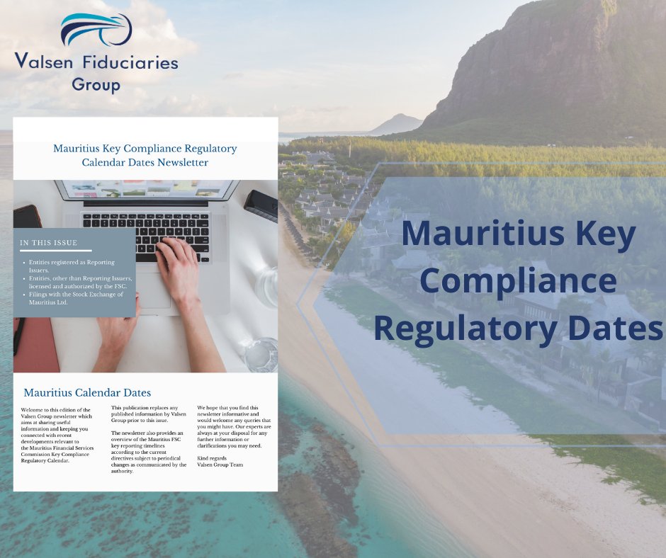ValsenF's tweet photo. This guide outlines reporting timelines for various companies and licenses in Mauritius. To learn more, access the document here https://t.co/VQLUUsRBDe
#valsengroup #financialservices #financialadvisors #finance https://t.co/gZ5Q91j8FE