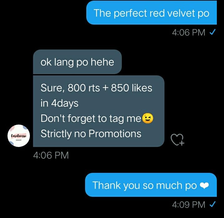 Baeejooohyuun's tweet photo. Hello co-reveluvs please help me get 800 rts and 850 likes for the perfect red velvet album. 
This will be my first album if I accomplish this so please help me 😭❤
Thank you so much 

Thank you @CaratversePh for this opportunity https://t.co/Wzq667EKfA