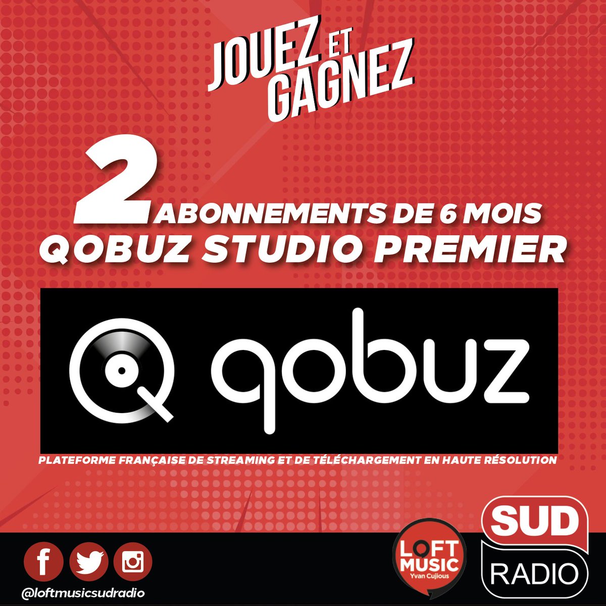 LoftMusicSR's tweet photo. 🎁 [#JeuConcours] #LoftMusic
🤘 Remportez 2 abonnements de 6 mois à l'offre @qobuz  Studio Premier

✅ INSCRIVEZ-VOUS : 

1️⃣ Suivez le compte @LoftMusicSR  
2️⃣ Aimez et RT la publication 😍
3️⃣ TAGGEZ 3 personnes dans les commentaires 📣

#qobuz #Concours #streaming https://t.co/X1fWT2gJlT