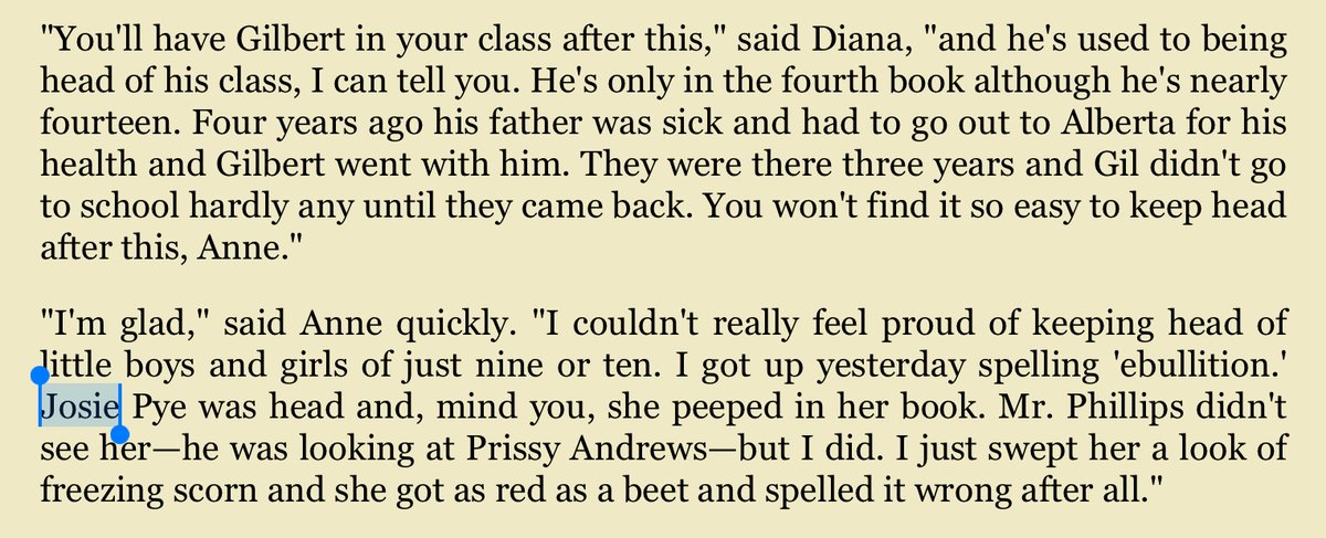 Now first mention of Josie in AoGG always confuses me - it sounds as if she were in fact younger than Anne and Diana... (while Gertie was their age) #renewannewithane