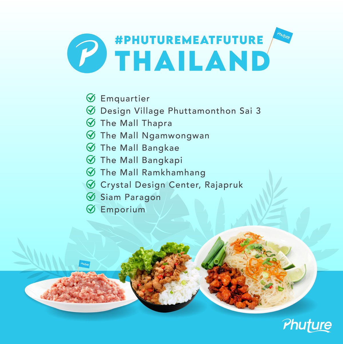 PHUTURE NEWS 📣 We are extremely excited to announce we are officially launching our PHUTURE Mince at these Mall Outlets in Thailand! #𝗽𝗵𝘂𝘁𝘂𝗿𝗲𝗺𝗲𝗮𝘁𝗳𝘂𝘁𝘂𝗿𝗲𝘁𝗵𝗮𝗶𝗹𝗮𝗻𝗱 #meatthefuture #phuturefoods #phuturemeat #planetfriendlyfood #plantbasedmeat #plantpowered