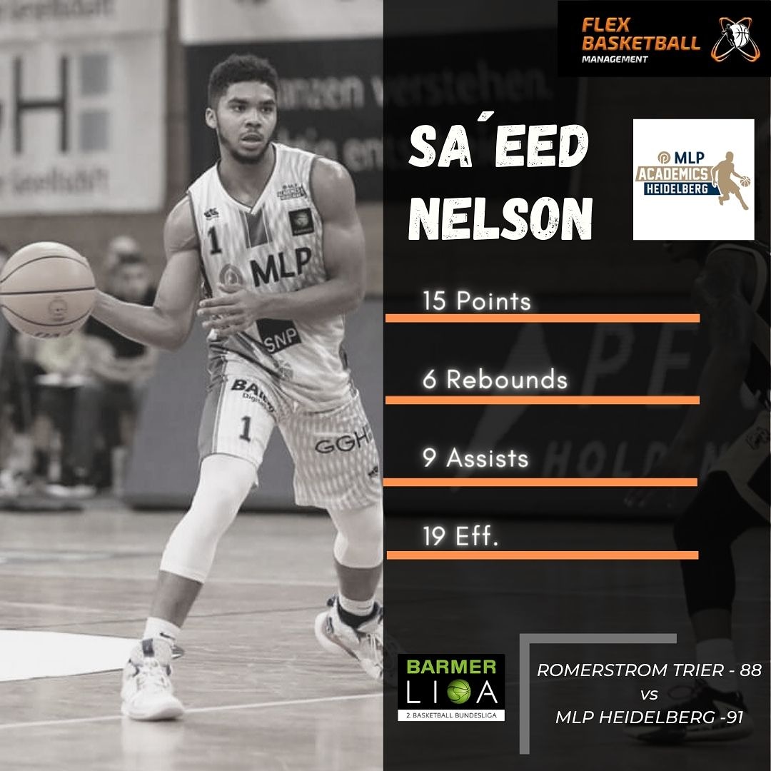 <a href="/MLP_Academics/">MLP Academics Heidelberg</a> PG <a href="/SilkySa2/">Sa'eed Nelson</a> flirts with a double double and lead the way to a tough win against Römerstrom Gladiators Trier 🔥🏀🇩🇪