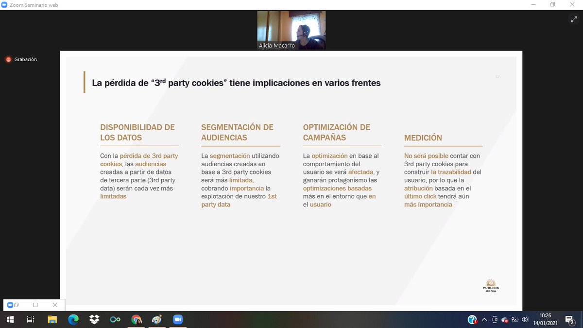 Menos información, menos capacidad de segmentación de audiencias, no conocer el camino de navegación del usuario y una optimización de campañas enfocado más al entorno y no tanto al usuario, las principales implicaciones de la pérdida de las #cookies
<a href="/PublicisMedia/">Publicis Media</a>