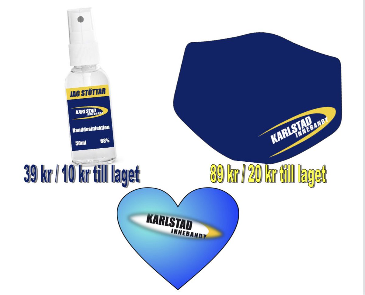 Vi i Karlstad innebandy vill vara en del av att förhindra smittspridningen. Därför har vi tagit fram handsprit för 39kr/ st där 10 kr går till föreningen. Munskydd 89kr/ st där 20 kr går till föreningen. Förbeställ gärna nu via våra sociala medier eller hos kansliet.
