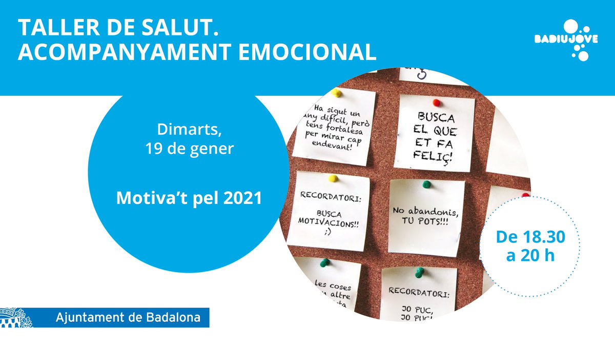 badalonajove's tweet photo. Bon dia! 👋
Tenir objectius personals ens ajuda a viure més i millor.💪
📢Participa en aquest taller per aprendre a motivar-te i mantenir-te ferm en tot allò que et proposis!
#metes #objectius #psicologia #salut
#BadiuJove https://t.co/LVImZCFHn7