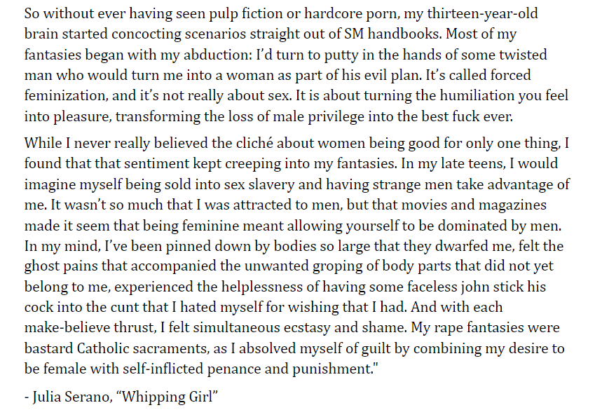 Being sex trafficked can be the ultimate validation of womanhood for men who fetishize women's oppression."In my late teens, I would imagine myself being sold into sex slavery and having strange men take advantage of me."