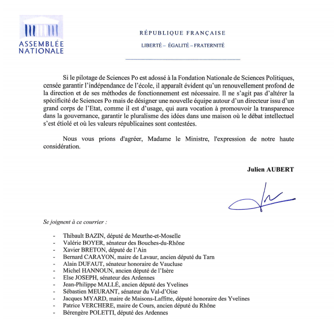 JulienAubert84's tweet photo. 🔴 [COMMUNIQUÉ DE PRESSE]

Avec 12 parlementaires et anciens parlementaires membres d' @OserLaFrance, j'ai adressé un courrier à Mme Frédérique Vidal pour l'interpeller sur la gouvernance de #SciencesPo après les récents événements qui secouent l'école.

#CamilleKouchner #Duhamel https://t.co/DiV9hWahMa