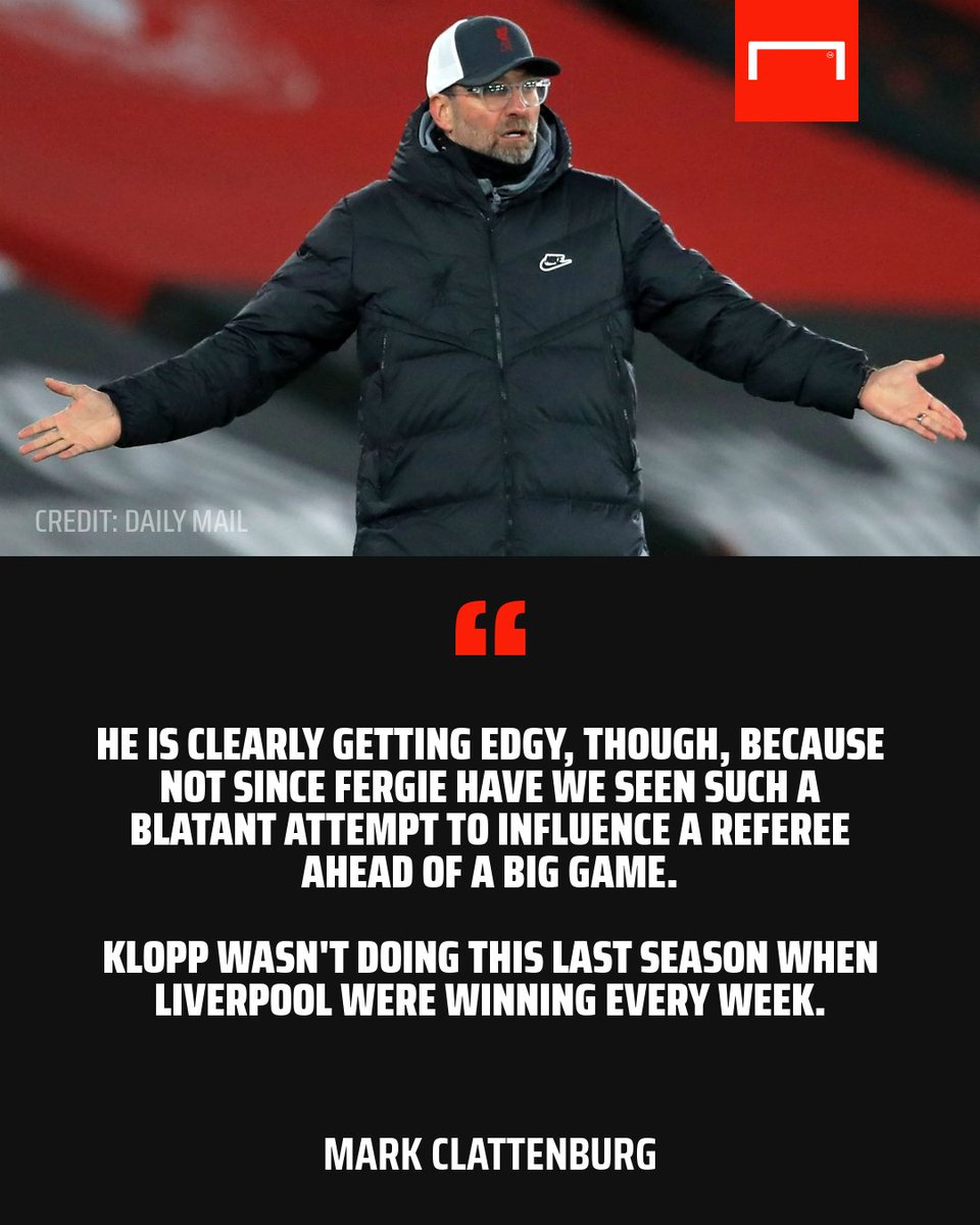 goal's tweet photo. Ex-Premier League referee Mark Clattenburg calls Jurgen Klopp 'a hypocrite' and accuses him of trying to influence referees 😯 https://t.co/tWpTzEGDiQ