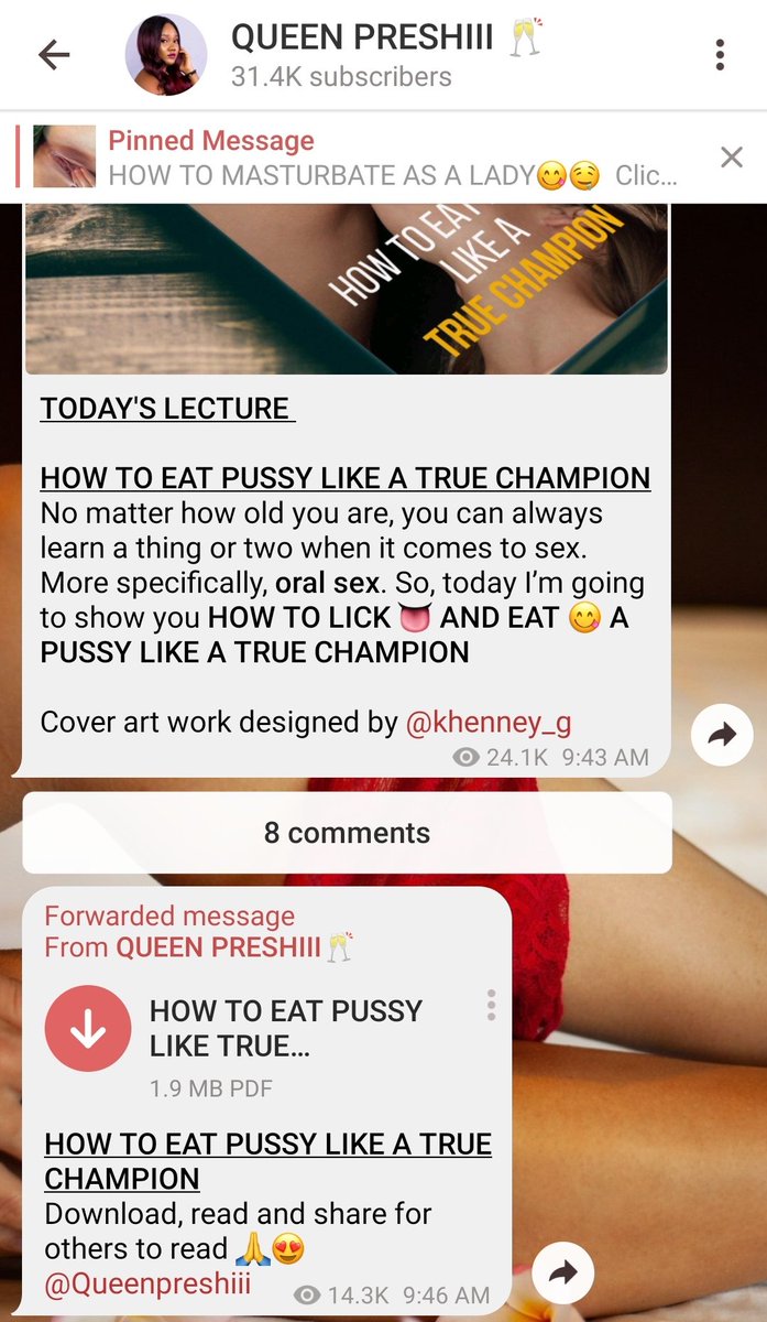 Join my telegram sex education ( https://t.me/joinchat/AAAAAFYNi5mvXg3C_fwmEQ or here  https://t.me/joinchat/UCjvdMYMenS4-gZj) channel and learn on HOW TO EAT AND FINGER A PUSSY LIKE A TRUE CHAMPION!! So easy to learn!!