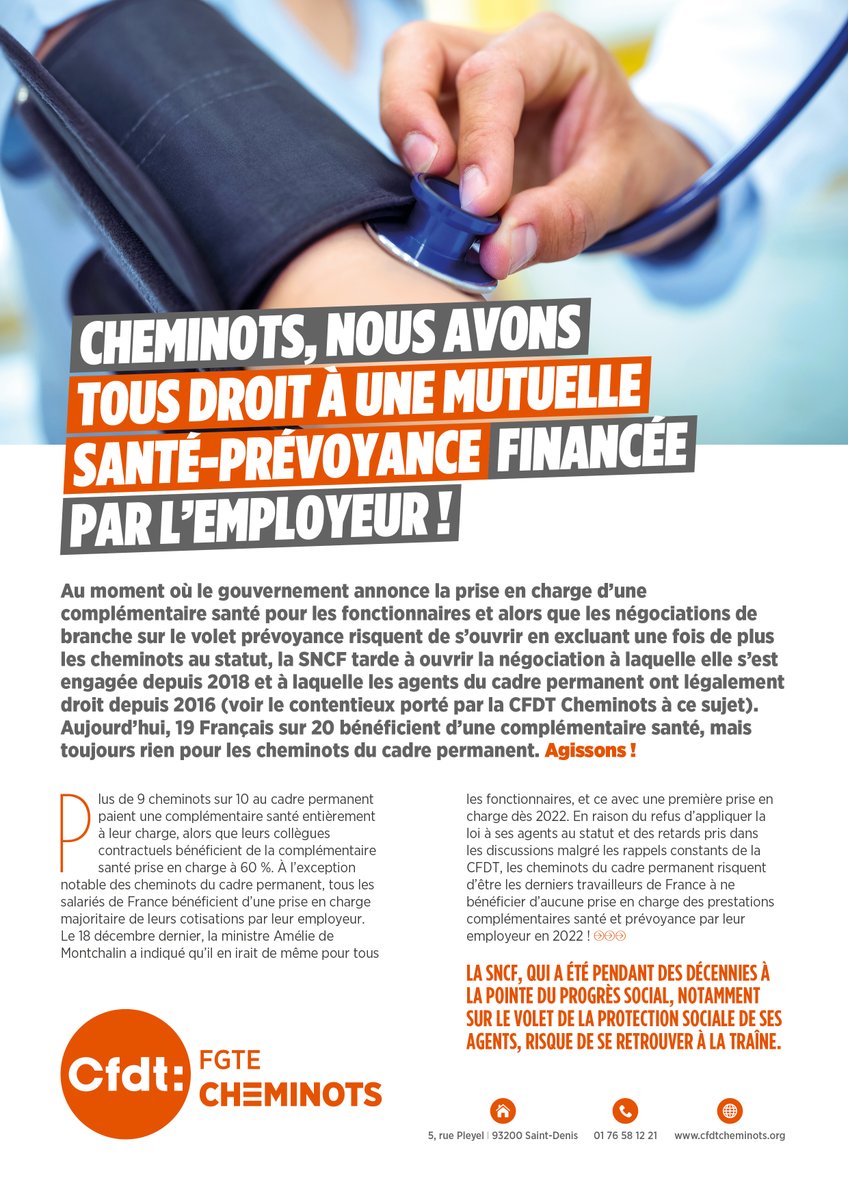 II E-TRACT II Mutuelle &amp; prévoyance des cheminots #SNCF du cadre permanent : la <a href="/cfdtcheminots/">cfdtcheminots</a> relance l'entreprise, concomitamment au contentieux qu'elle seule porte depuis 2018 💉🩺

🔗 bit.ly/3oHlTEo