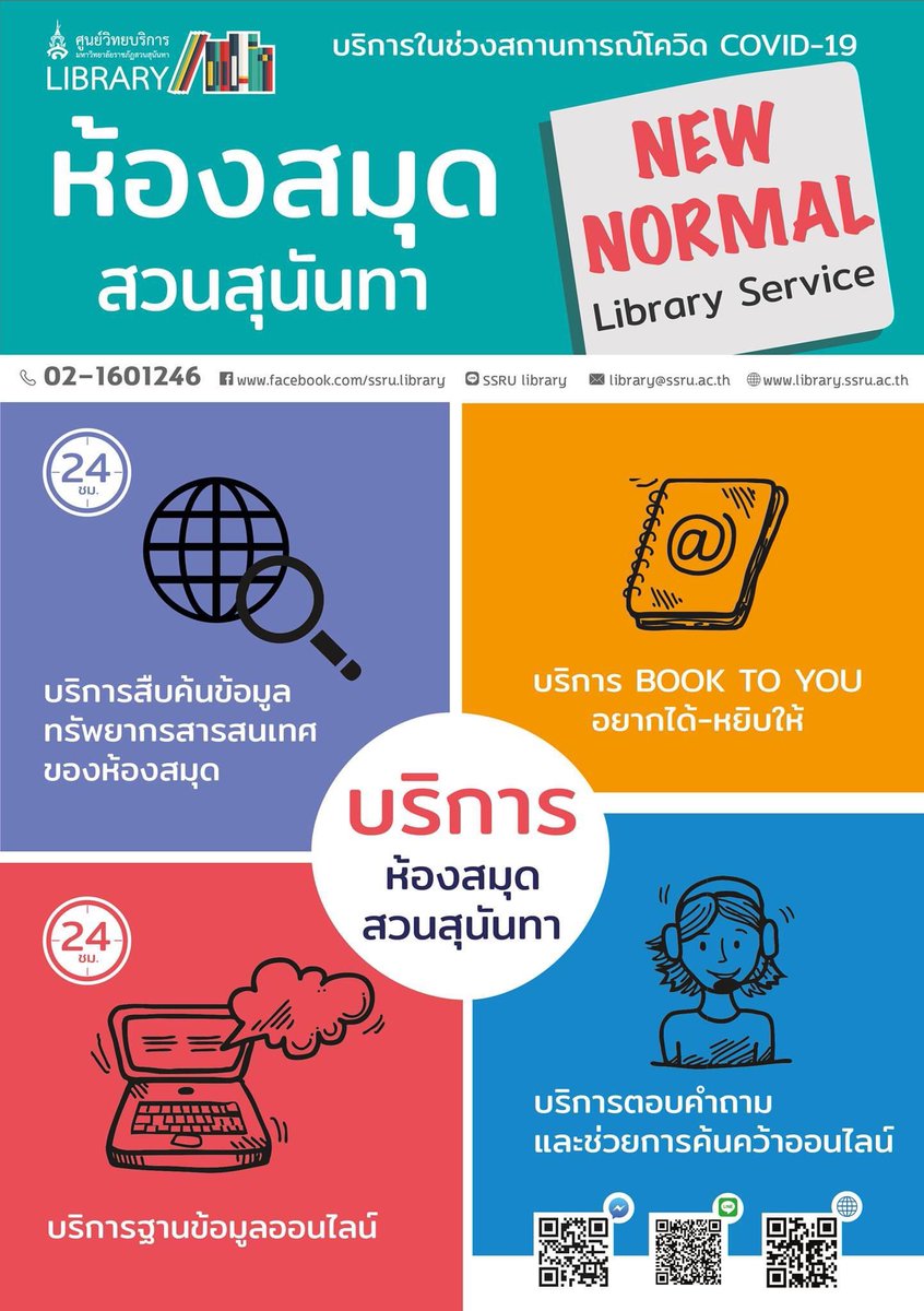 LibrarySsru's tweet photo. 📙ช่วงนี้เราก็ยังมีบริการอยู่นะ 📣
อยากหาข้อมูล  เรามีบริการตลอด 24 ชม. คลิ๊ก Link ⬇️⬇👇
บริการฐานข้อมูลออนไลน์ผ่านระบบ VPN  https://t.co/X8ebDChr52
บริการสืบค้นข้อมูลทรัพยากรสารสนเทศ  https://t.co/gyP23T1SMy #SSRU #LibrarySSRU #ARITSSRU #สวนสุนันทา #มหาวิทยาลัยราชภัฏสวนสุนันทา https://t.co/LoMUG5WlAd