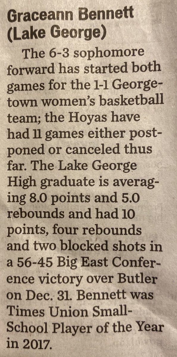 LGAthletics's tweet photo. Check out LG Grad @BennettGraceann getting it done on the hardwood for Georgetown! @PostStarsports @LakeGeorgeCSD https://t.co/EnnP2Y3eya