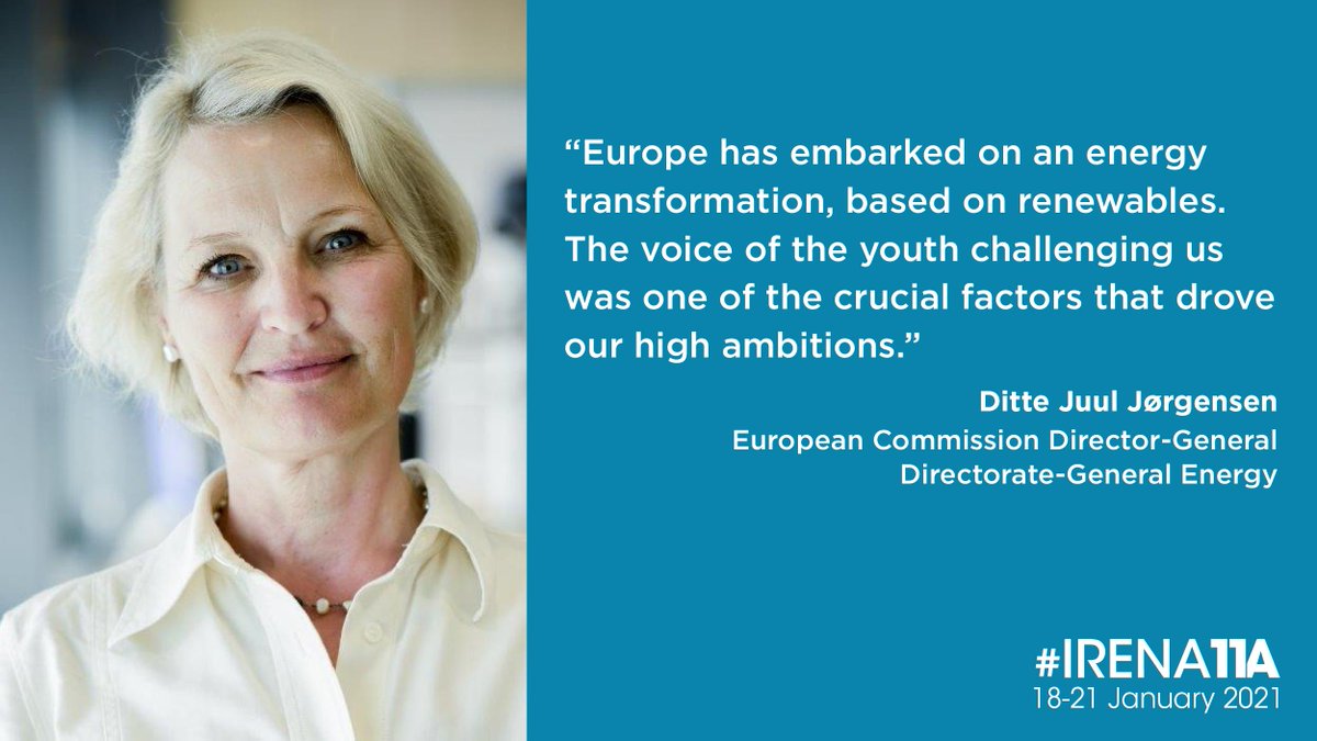 IRENA (@irena) on Twitter photo Speaking at #IRENA11A #YouthForum today, <a href="/JorgensenJuul/">Ditte Juul Jorgensen</a> Director General, DG Energy, European Commission, highlights the importance of #energytransition for all.
"The voice of the youth challenging us was one of the crucial factors that drove our high ambitions."- #energy4youth Speaking at #IRENA11A #YouthForum today, <a href="/JorgensenJuul/">Ditte Juul Jorgensen</a> Director General, DG Energy, European Commission, highlights the importance of #energytransition for all.
"The voice of the youth challenging us was one of the crucial factors that drove our high ambitions."- #energy4youth