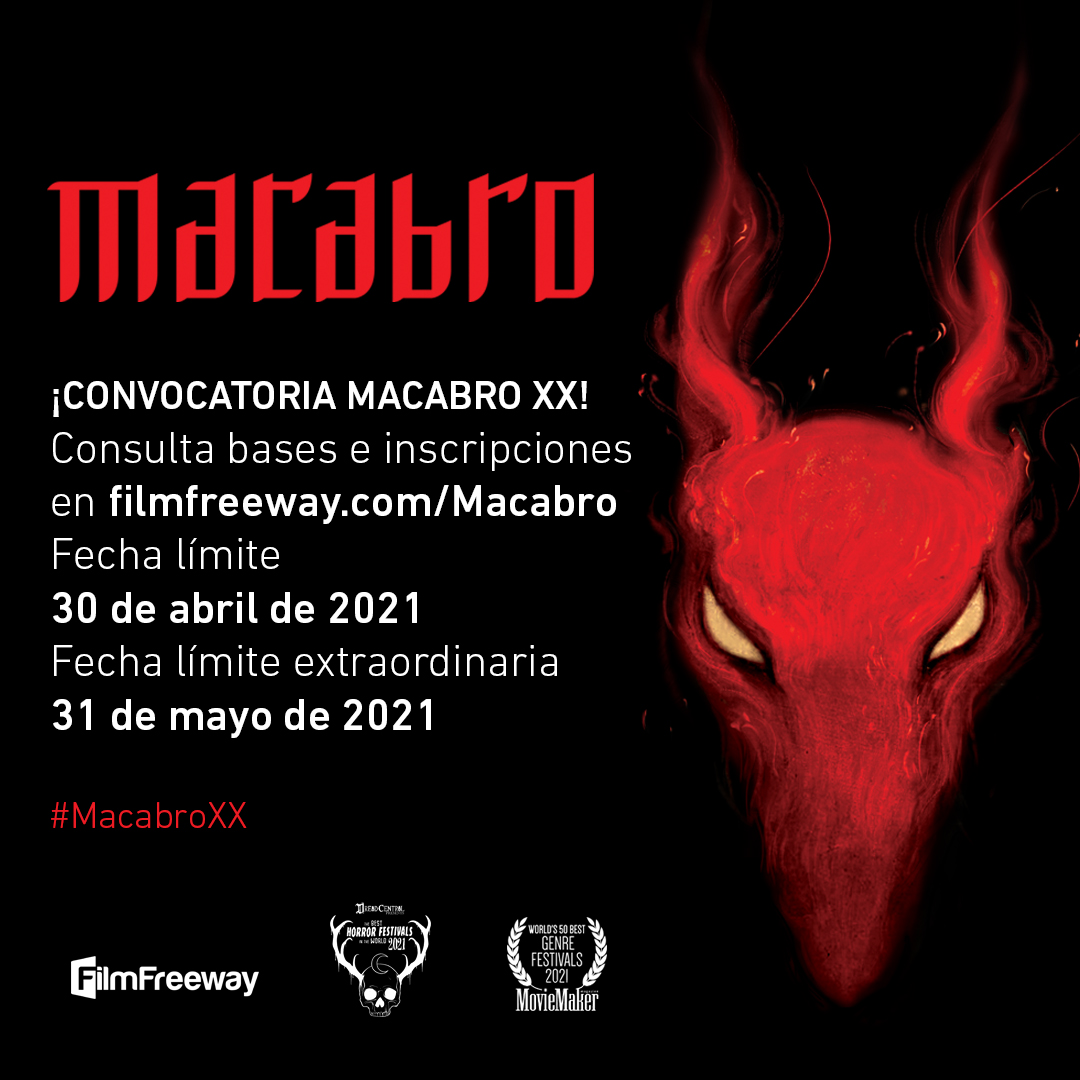 MacabroFICH's tweet photo. Participa en la edición XX de Macabro: Festival Internacional de Cine de Horror de la Ciudad de México, el cual tendrá lugar en el mes de agosto de 2021. 

Fecha regular: 30 de abril de 2021.
Fecha extraordinaria: 31 de mayo de 2021
#MacabroXX

Registro 👉🏼 https://t.co/6i1EyemalE https://t.co/3Pfpy8eDST