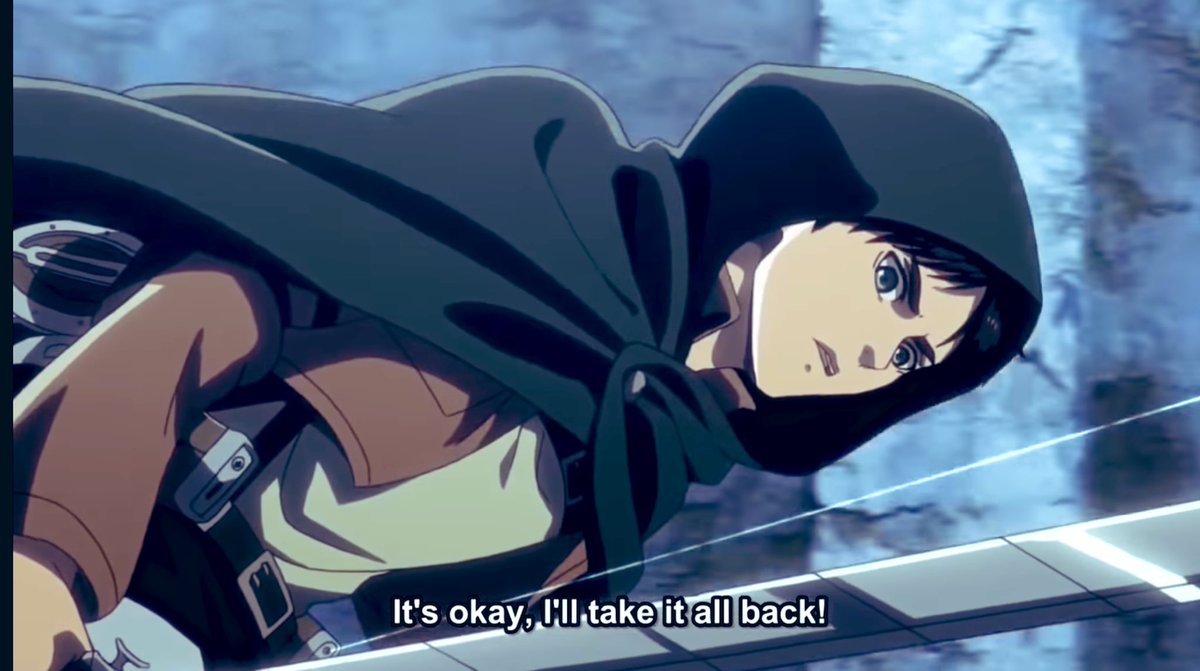 15. Furthermore, Eren also looks back at Mikasa, as she is the only home Eren has left, which is the driving force of his motivation and desire, to work harder and become better. As, Eren knows Mikasa is the home he would like to return to everyday.