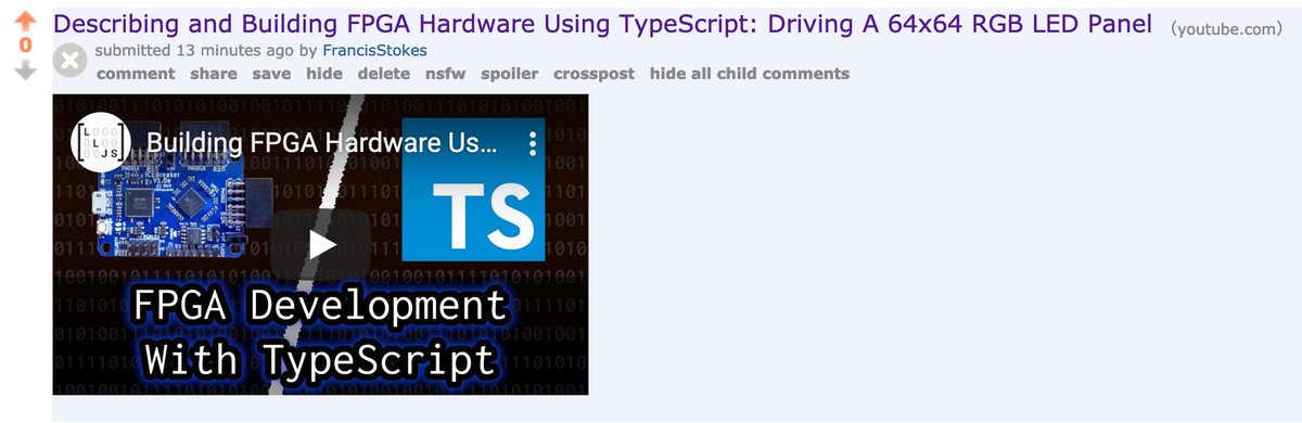 fstokesman's tweet photo. This is the sad reality that often happens when I share my projects on reddit. 15 minutes after posting, someone has read the title - seen that it involves JS/TS - and downvoted it. That one downvote will pretty prevent anyone else from seeing it. https://t.co/6mglqMjV93