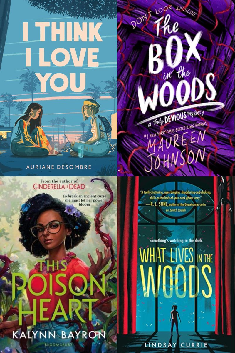 March: I Think I Love You (YA) by  @aurianedesombre June: The Box in The Woods (YA) (Truly Devious #4) by  @maureenjohnson July: This Poison Heart by  @KalynnBayron September: What Lives in the Woods by  @lindsayncurrie, Last Gamer Standing by  @ktzhaoauthor
