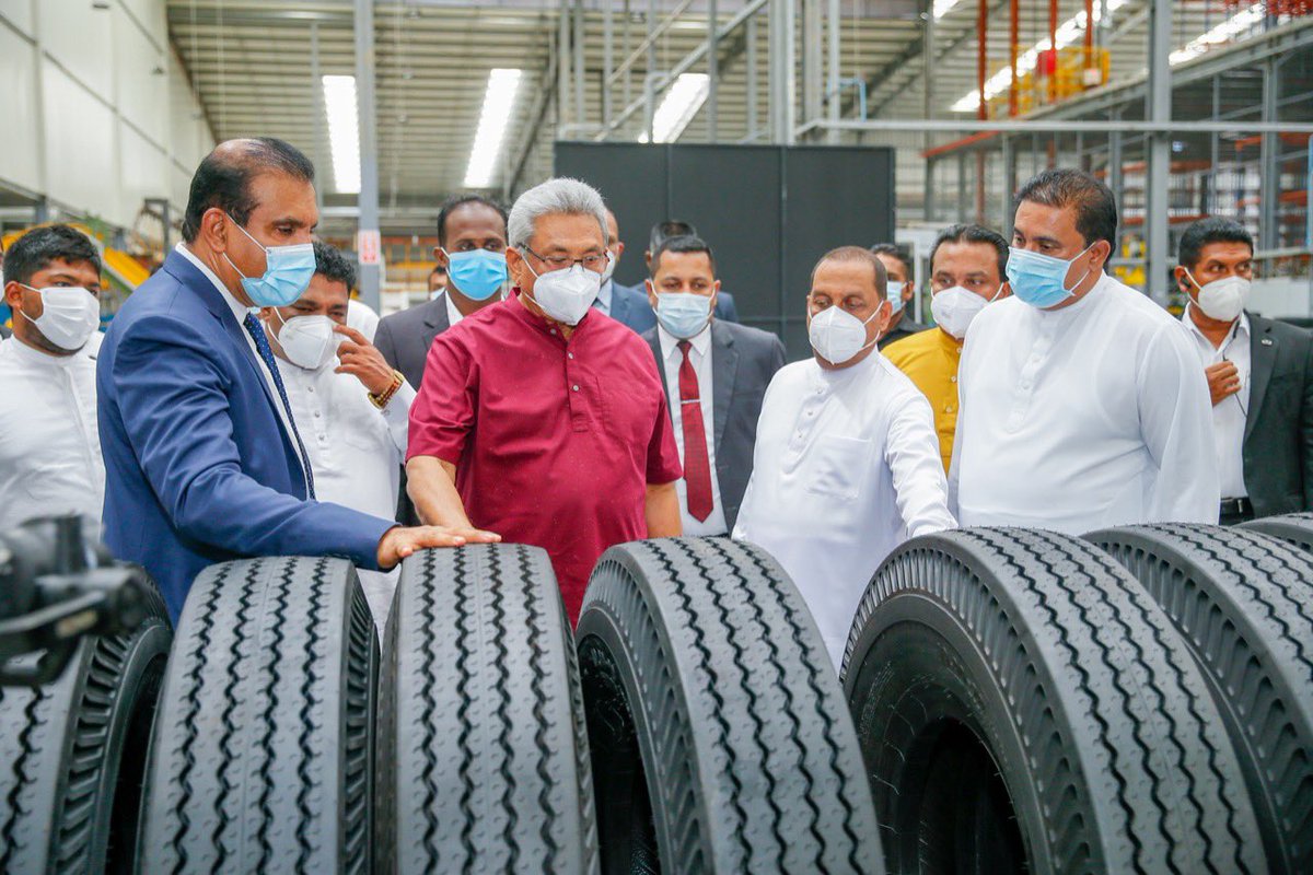GotabayaR's tweet photo. Declared open Ferentino Tire Corporation- PVT Ltd,  largest tyre and radial tyre manufacturing factory in South Asia today (14).
The factory has been set up on a 155-acre land belongs to BOI Industrial Zone in Wagawatta, Horana. Investment of the first phase is USD 100 million. https://t.co/vnuZxp6hpX