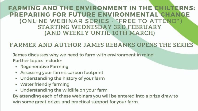 Calling all Chilterns #Farmers: our webinar series, '#Farming for the #Environment in the #Chilterns' starts weekly on 3rd Feb, kicking off with @herdyshepherd1. Amazing range of speakers. Fantastic prizes up for grabs! 

👉book now: bit.ly/ccbfarmerweb

#agriculture #farm