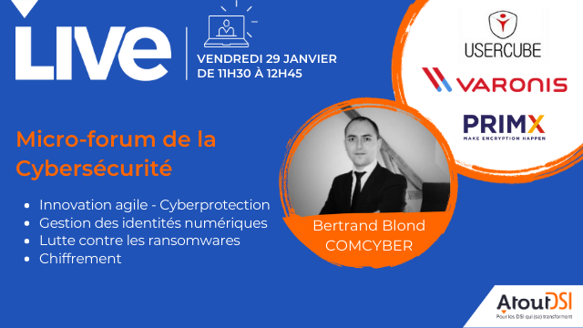 AtoutDsi's tweet photo. Vous n’avez pas pu assister aux Assises ? Le FIC est dans quelques mois et la cybersécurité est dans vos priorités 2021 ? 👉 Participez digitalement à notre Micro-Forum de la #cybersécurité le 29/01. https://t.co/AaND5T2q62
#GestionIdentitésNumériques #ransomwares #chiffrement https://t.co/gZmgD1yt4S