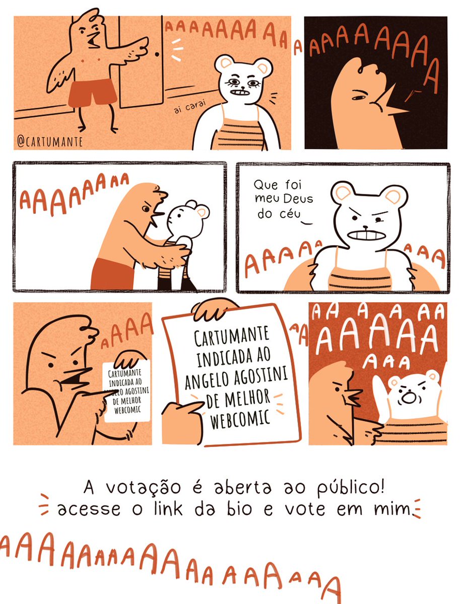 é com muita felicidade que anuncio que fui indicada ao prêmio Angelo Agostini, uma das mais tradicionais premiações de histórias em quadrinhos, e a votação é aberta ! Se você me segue, curte meu conteúdo, me de esse apoio, significa muito pra mim! LINK NA BIO 