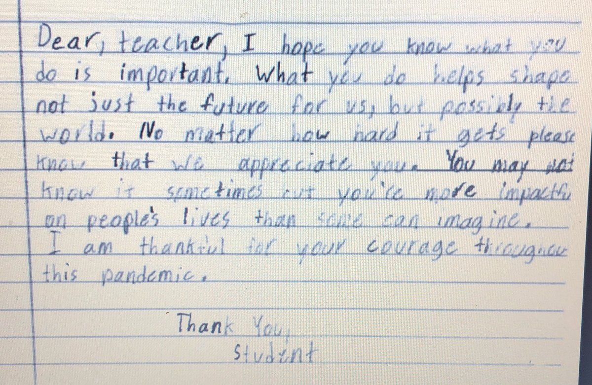 What a heartfelt letter from one of our students to our teachers. What a great reminder that educators have a powerful job that makes a difference! #waskapride
