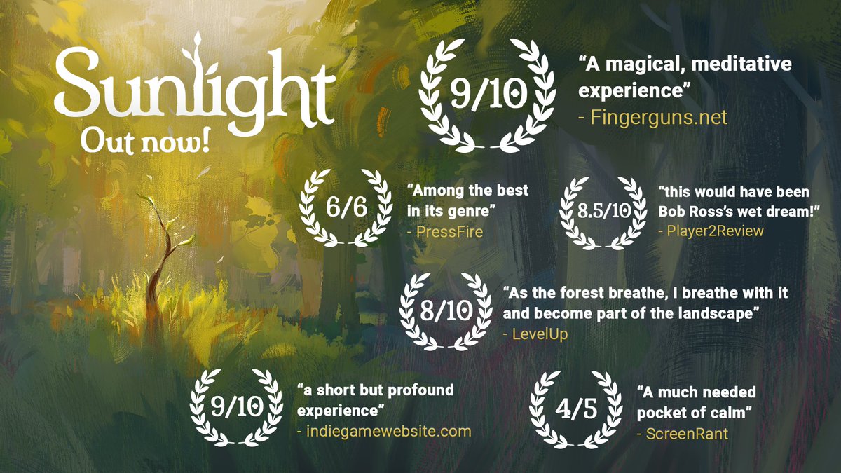 Sunlight is ... out now! These moments are scary, but when people enjoy your work it’s also super rewarding! (still scary) Get it on Steam: store.steampowered.com/app/1451120

#SunlightGame